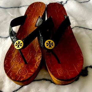 Tori Burch wedge sandals slightly used love these shoes.  Time for new home.